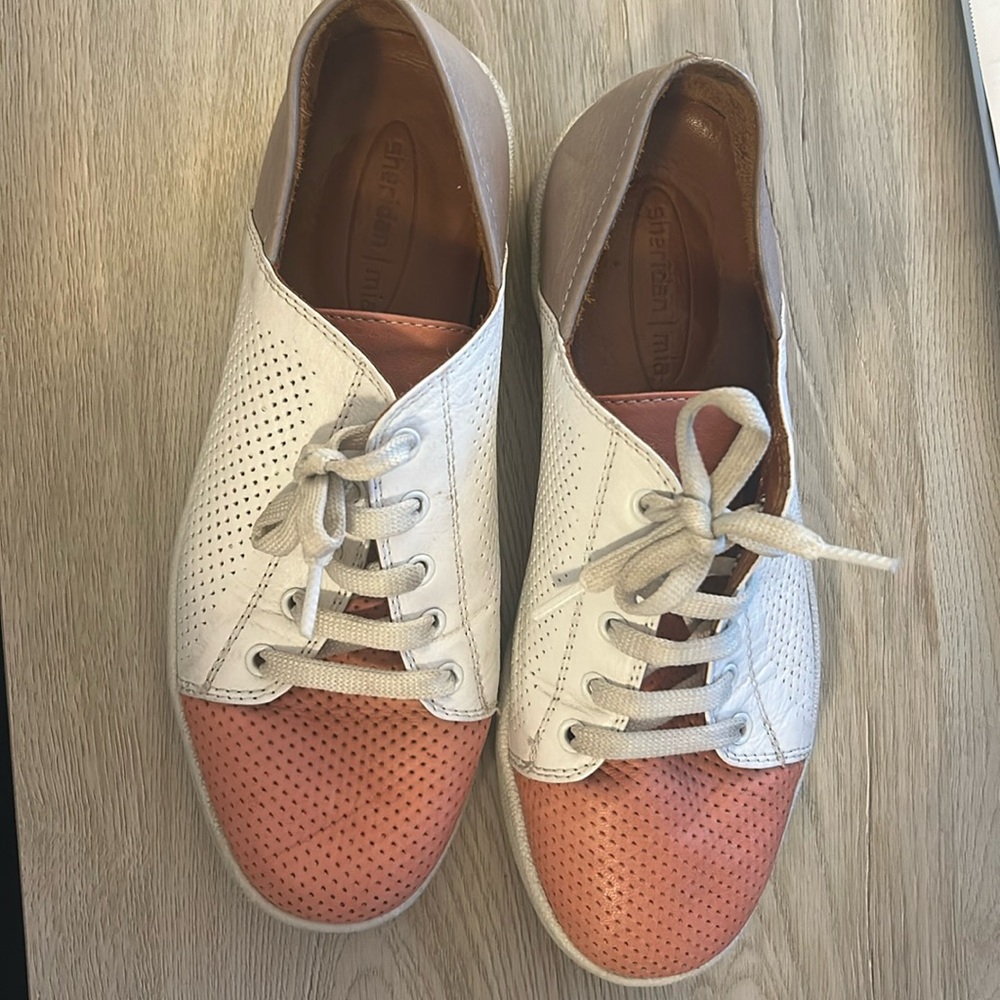 Sheridan Mia Tri Color Block Perforated Leather Sneakers Sz EU 37. US 7